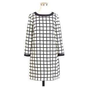 J.Crew Factory Black White Windowpane Shift Dress Size 8 NWT